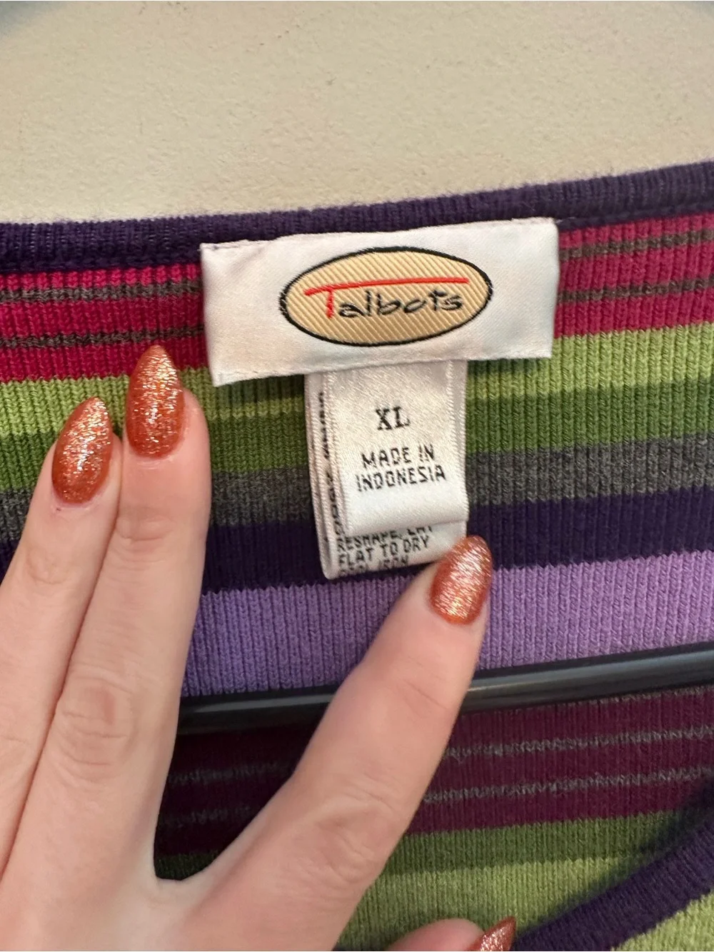 Vintage Y2K Talbots Grunge/Skater Vibes Striped V-Neck Sweater XL
